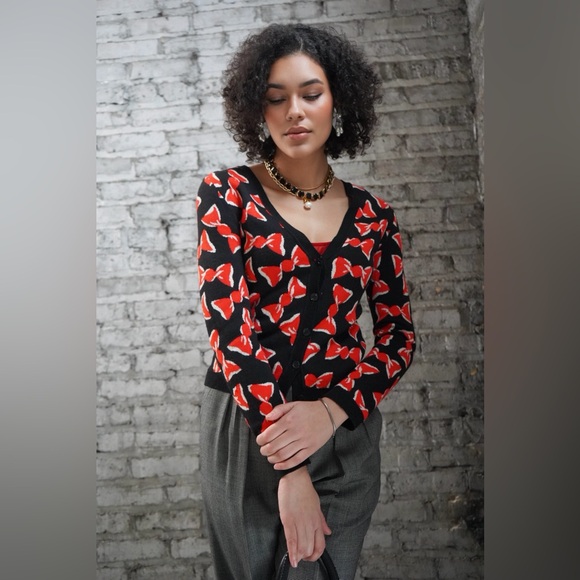 Y2K Moschino Black + Red Bow Sweater
